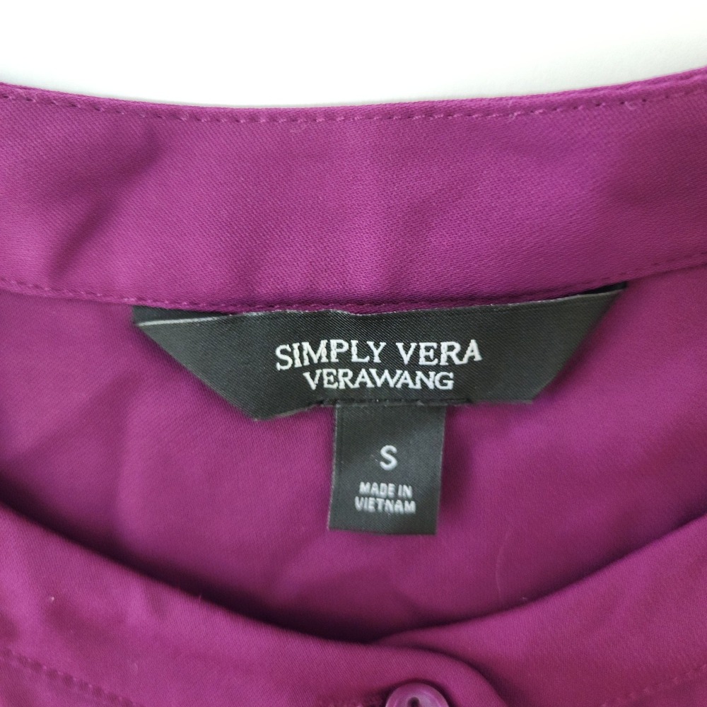 Simply Vera Wang Women Small Pansy Plum Short Sleeve Popover Blouse WV81W506RS S - Picture 6 of 11